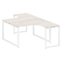 Metal System Style БО.РАС-СА-2.3 (Дуб Наварра/белый) Рабочая станция криволинейная на О-образном м/к