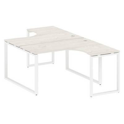 Metal System Style БО.РАС-СА-2.3 (Дуб Наварра/белый) Рабочая станция криволинейная на О-образном м/к