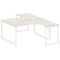 Metal System Style БО.РАС-СА-2.4 (Дуб Наварра/белый) Рабочая станция криволинейная на О-образном м/к