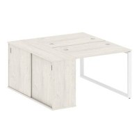 Metal System Style БО.РС-СШК-1.1 (Дуб Наварра/белый) Рабочая станция на О-образном м/к с опорным шкафом-купе