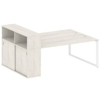 Metal System Style БО.РС-СШК-2.5 (Дуб Наварра/белый) Рабочая станция на О-образном м/к с опорным шкафом-купе