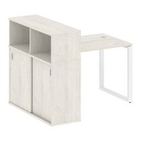 Metal System Style БО.РС-СШК-3.1 (Дуб Наварра/белый) Стол письменный на О-образном м/к с опорным шкафом-купе