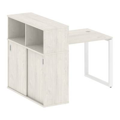 Metal System Style БО.РС-СШК-3.1 (Дуб Наварра/белый) Стол письменный на О-образном м/к с опорным шкафом-купе