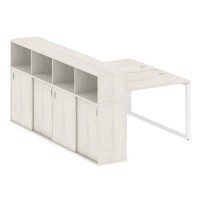 Metal System Style БО.РС-СШК-4.2 (Дуб Наварра/белый) Рабочая станция на О-образном м/к с опорным шкафом-купе