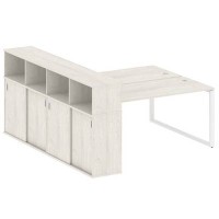 Metal System Style БО.РС-СШК-4.4 (Дуб Наварра/белый) Рабочая станция на О-образном м/к с опорным шкафом-купе
