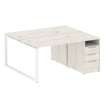 Metal System Style БО.РС-СТП-2.2 (Дуб Наварра/белый) Рабочая станция на О-образном м/к с опорной тумбой