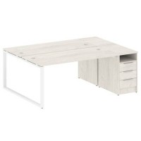 Metal System Style БО.РС-СТП-2.4 (Дуб Наварра/белый) Рабочая станция на О-образном м/к с опорной тумбой