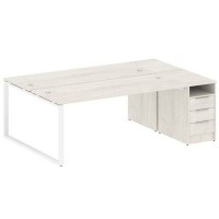 Metal System Style БО.РС-СТП-2.5 (Дуб Наварра/белый) Рабочая станция на О-образном м/к с опорной тумбой