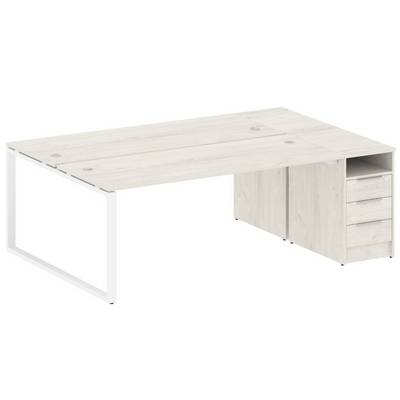 Metal System Style БО.РС-СТП-2.5 (Дуб Наварра/белый) Рабочая станция на О-образном м/к с опорной тумбой