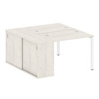 Metal System Style БП.РС-СШК-1.1 (Дуб Наварра/белый) Рабочая станция на П-образном м/к с опорным шкафом-купе