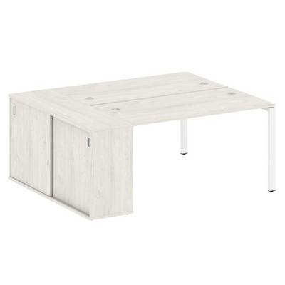 Metal System Style БП.РС-СШК-1.3 (Дуб Наварра/белый) Рабочая станция на П-образном м/к с опорным шкафом-купе