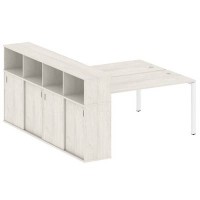 Metal System Style БП.РС-СШК-4.4 (Дуб Наварра/белый) Рабочая станция на П-образном м/к с опорным шкафом-купе