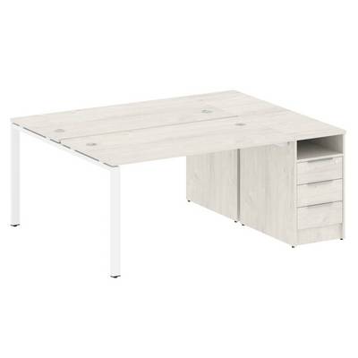 Metal System Style БП.РС-СТП-2.3 (Дуб Наварра/белый) Рабочая станция на П-образном м/к с опорной тумбой