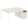 Metal System Style БП.РС-СТП-2.3 (Дуб Наварра/белый) Рабочая станция на П-образном м/к с опорной тумбой