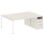 Metal System Style БП.РС-СТП-2.4 (Дуб Наварра/белый) Рабочая станция на П-образном м/к с опорной тумбой