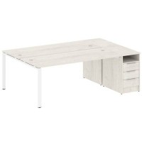 Metal System Style БП.РС-СТП-2.5 (Дуб Наварра/белый) Рабочая станция на П-образном м/к с опорной тумбой