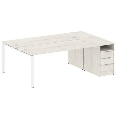 Metal System Style БП.РС-СТП-2.5 (Дуб Наварра/белый) Рабочая станция на П-образном м/к с опорной тумбой