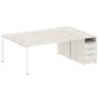 Metal System Style БП.РС-СТП-2.5 (Дуб Наварра/белый) Рабочая станция на П-образном м/к с опорной тумбой