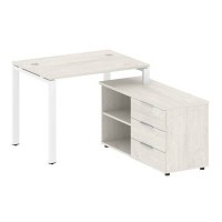 Metal System Style БП.РС-СТС-2.1 Пр (Дуб Наварра/белый) Рабочая станция на П-образном м/к с опорной тумбой правая