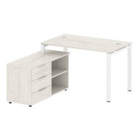 Metal System Style БП.РС-СТС-2.2 Л (Дуб Наварра/белый) Рабочая станция на П-образном м/к с опорной тумбой левая