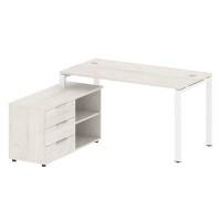 Metal System Style БП.РС-СТС-2.3 Л (Дуб Наварра/белый) Рабочая станция на П-образном м/к с опорной тумбой левая