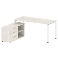 Metal System Style БП.РС-СТС-2.4 Л (Дуб Наварра/белый) Рабочая станция на П-образном м/к с опорной тумбой левая