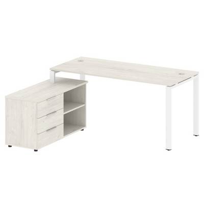 Metal System Style БП.РС-СТС-2.4 Л (Дуб Наварра/белый) Рабочая станция на П-образном м/к с опорной тумбой левая