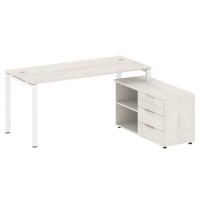 Metal System Style БП.РС-СТС-2.4 Пр (Дуб Наварра/белый) Рабочая станция на П-образном м/к с опорной тумбой правая