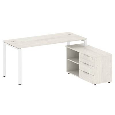 Metal System Style БП.РС-СТС-2.4 Пр (Дуб Наварра/белый) Рабочая станция на П-образном м/к с опорной тумбой правая