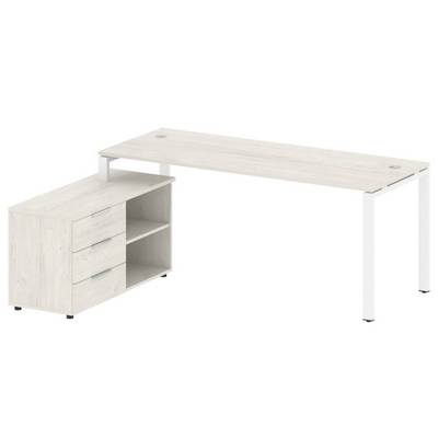 Metal System Style БП.РС-СТС-2.5 Л (Дуб Наварра/белый) Рабочая станция на П-образном м/к с опорной тумбой левая