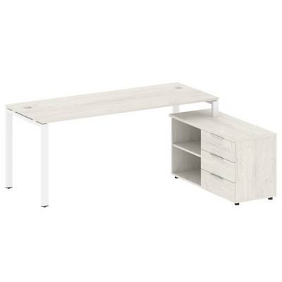 Metal System Style БП.РС-СТС-2.5 Пр (Дуб Наварра/белый) Рабочая станция на П-образном м/к с опорной тумбой правая