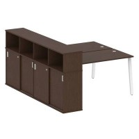 Metal System Style БА.РС-СШК-4.3 (Венге цаво/белый) Рабочая станция на А-образном м/к с опорным шкафом-купе