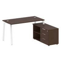 Metal System Style БА.РС-СТС-2.3 Пр (Венге цаво/белый) Рабочая станция на А-образном м/к с опорной тумбой правая