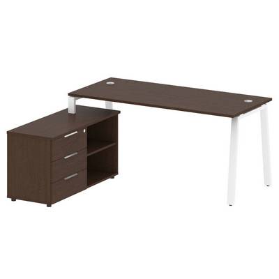 Metal System Style БА.РС-СТС-2.4 Л (Венге цаво/белый) Рабочая станция на А-образном м/к с опорной тумбой левая