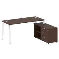 Metal System Style БА.РС-СТС-2.4 Пр (Венге цаво/белый) Рабочая станция на А-образном м/к с опорной тумбой правая