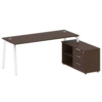 Metal System Style БА.РС-СТС-2.5 Пр (Венге цаво/белый) Рабочая станция на А-образном м/к с опорной тумбой правая