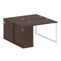 Metal System Style БО.РС-СШК-1.1 (Венге цаво/белый) Рабочая станция на О-образном м/к с опорным шкафом-купе