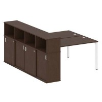 Metal System Style БП.РС-СШК-4.3 (Венге цаво/белый) Рабочая станция на П-образном м/к с опорным шкафом-купе