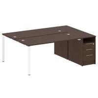 Metal System Style БП.РС-СТП-2.4 (Венге цаво/белый) Рабочая станция на П-образном м/к с опорной тумбой