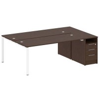 Metal System Style БП.РС-СТП-2.5 (Венге цаво/белый) Рабочая станция на П-образном м/к с опорной тумбой