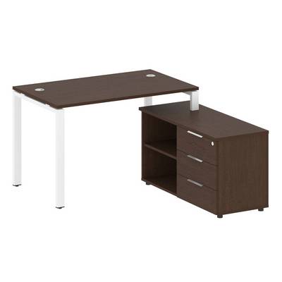 Metal System Style БП.РС-СТС-2.2 Пр (Венге цаво/белый) Рабочая станция на П-образном м/к с опорной тумбой правая