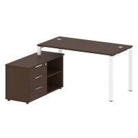 Metal System Style БП.РС-СТС-2.3 Л (Венге цаво/белый) Рабочая станция на П-образном м/к с опорной тумбой левая