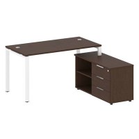 Metal System Style БП.РС-СТС-2.3 Пр (Венге цаво/белый) Рабочая станция на П-образном м/к с опорной тумбой правая