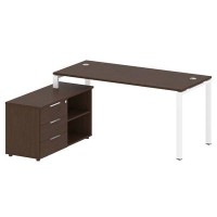 Metal System Style БП.РС-СТС-2.4 Л (Венге цаво/белый) Рабочая станция на П-образном м/к с опорной тумбой левая