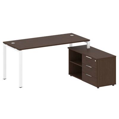 Metal System Style БП.РС-СТС-2.4 Пр (Венге цаво/белый) Рабочая станция на П-образном м/к с опорной тумбой правая