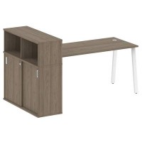 Metal System Style БА.РС-СШК-3.4 (Вяз благородный/белый) Стол письменный на А-образном м/к с опорным шкафом-купе
