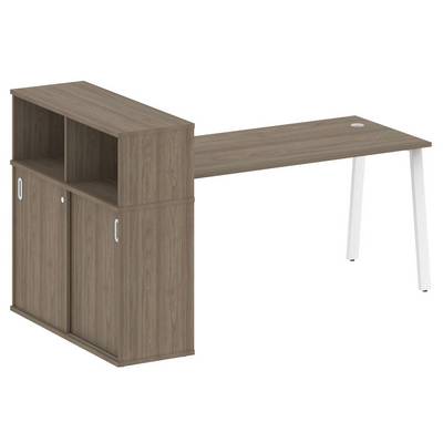 Metal System Style БА.РС-СШК-3.4 (Вяз благородный/белый) Стол письменный на А-образном м/к с опорным шкафом-купе