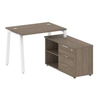 Metal System Style БА.РС-СТС-2.1 Пр (Вяз благородный/белый) Рабочая станция на А-образном м/к с опорной тумбой правая