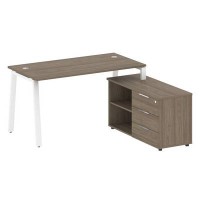 Metal System Style БА.РС-СТС-2.3 Пр (Вяз благородный/белый) Рабочая станция на А-образном м/к с опорной тумбой правая