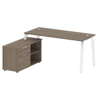 Metal System Style БА.РС-СТС-2.4 Л (Вяз благородный/белый) Рабочая станция на А-образном м/к с опорной тумбой левая